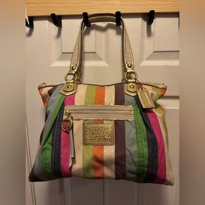 Coach Poppy Y2K 2010 (16326) Heritage Legacy Stripe Large Tote in EUC (#1)